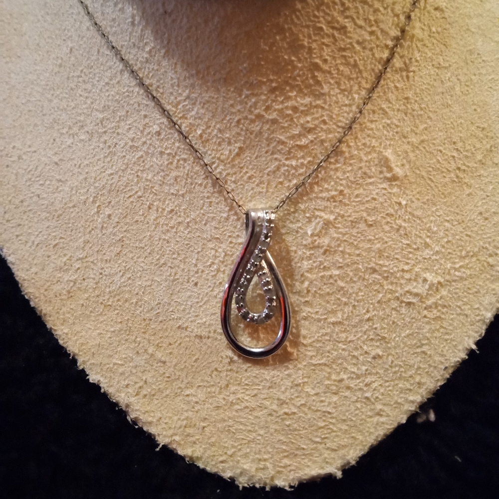 925 sterling double teardrop rhinestone necklace